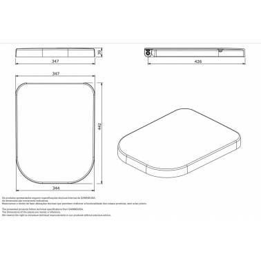 Asiento y tapa para inodoro duroplast (clipoff) en color blanco modelo Look UNISAN medidas y dimensiones