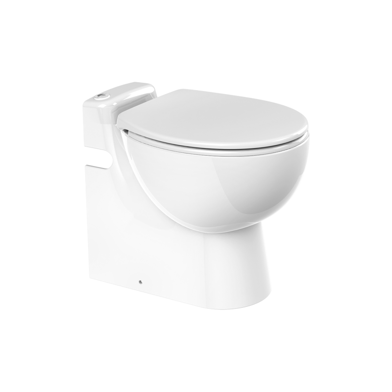 Inodoro con triturador bombeador incorporado dual flush SANICOMPACT PRO fabricado por SFA