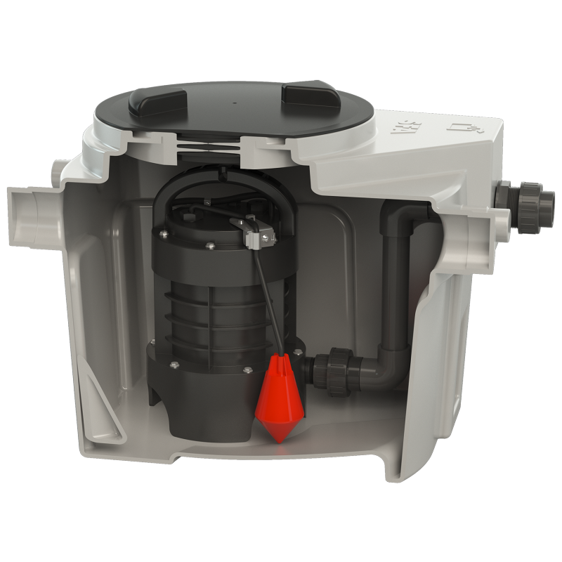 Equipamento de bombeamento com tanque de 110 litros e bomba submersível modelo SANIFOS 110 CRUSHER, marca SFA