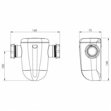 Neutralizing filter for condensate and acid water for SANINEUTRAL MINI boilers, SFA brand, measurements and dimensions