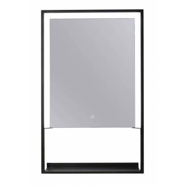 Spiegel mit Ablage in Mattschwarz und Led-Licht Komercia