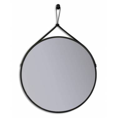 Espejo redondo de pared con marco negro Komercia