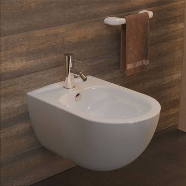 Weißes Wandbidet, Modell Nautilus Valadares