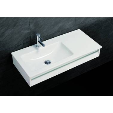 100 cm washbasin with right-hand basin, Platinum colour model Valadares