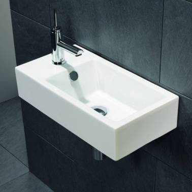 Spezielles farbiges rechtsseitiges Wandwaschbecken Modell Isis Valadares