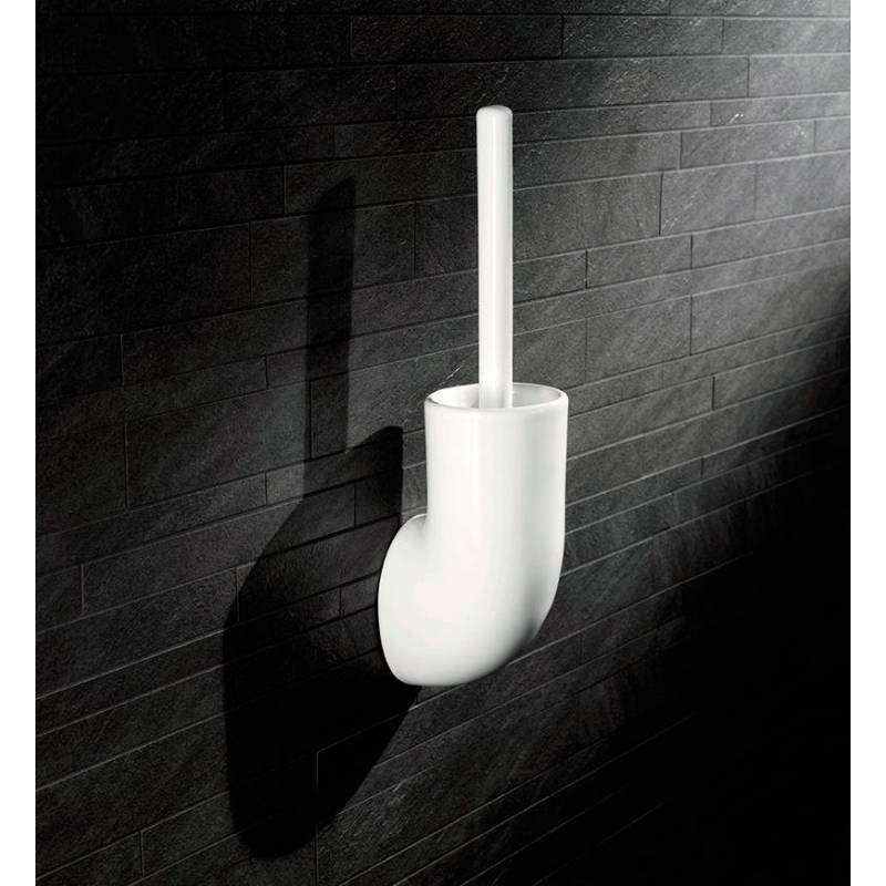 Porta escova de vaso sanitário em porcelana branca Blend Valadares