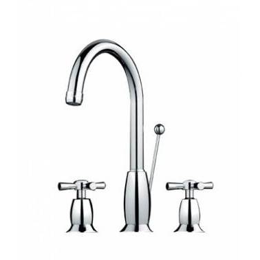 Grifo mezclador bimando de lavabo con tres orificios modelo Rimini marca Unisan