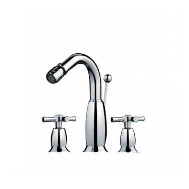 Batería de bidé con tres orificios mezclador bimando sin válvula automática modelo Rimini marca Unisan