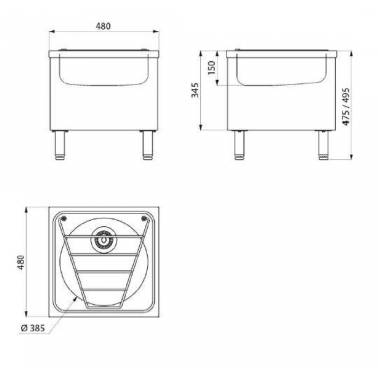 Vertedero a suelo fabricado en acero inoxidable medidas