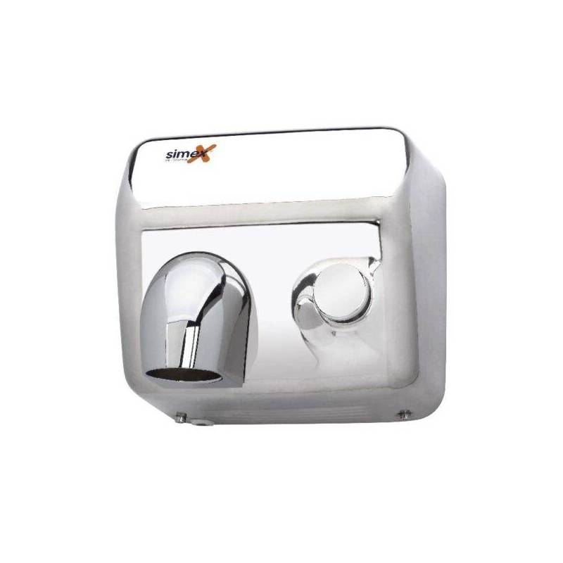 Secador de mãos eletrônico SIMEX com botão de pressão, acabamento brilhante