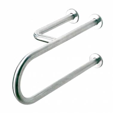 Barre fixe avec trois points d'ancrage à droite, acier inoxydable satiné SIMEX