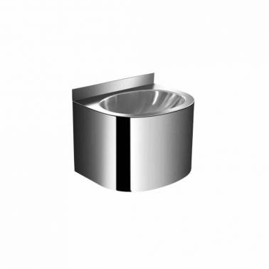 Round wall-mounted washbasin without taps in satin stainless steel SIMEX