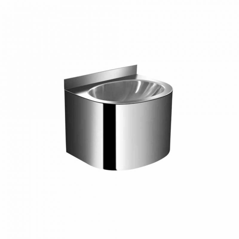 Lavabo mural rond sans robinetterie en acier inoxydable poli SIMEX