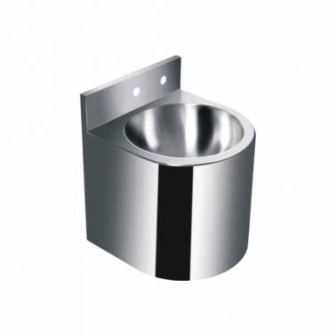 SIMEX vandal-proof wall-mounted washbasin in polished stainless steel