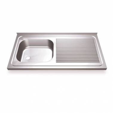 Pia industrial com estrutura e escorredor direito 850x1200x600 mm SIMEX