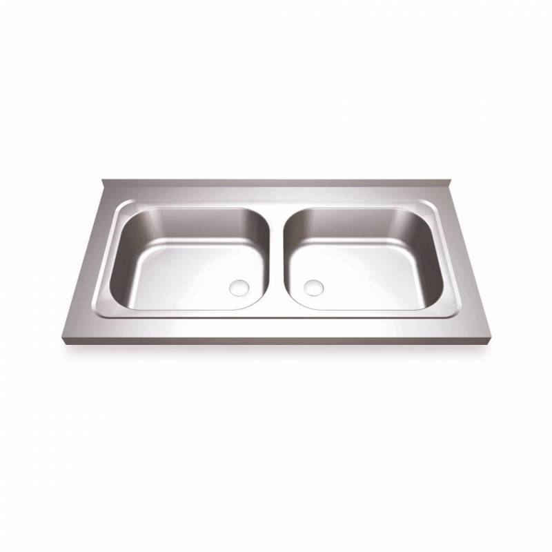 Fregadero industrial con bastidor y dos cubetas 850x1000x600 mm SIMEX