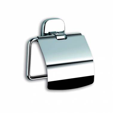 Toilet roll holder with cover in bright zinc SIMEX