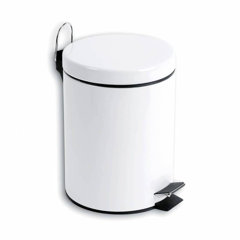 Lixeira com pedal de 5 litros com tampa basculante em aço epóxi branco SIMEX