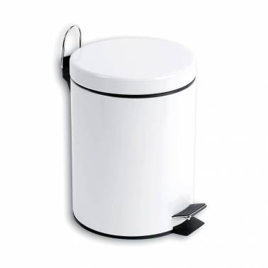 Poubelle à pédale SIMEX 12 litres avec couvercle basculant en acier époxy blanc