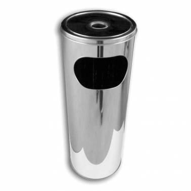 Cestino portarifiuti SIMEX in acciaio inox lucidato con posacenere