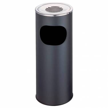 Abfalleimer mit Aschenbecher aus Stahl und schwarzer Farbe SIMEX