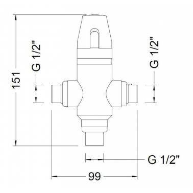 Mezclador termostático con 3 vias "Teco" ref. 1448 04 marca GENEBRE dibujo técnico