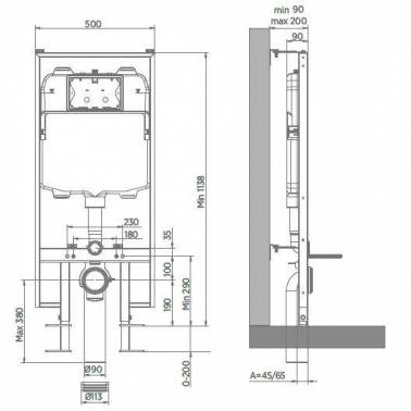 Bastidor con cisterna empotrada de doble descarga medidas y dimensiones referencia 40210