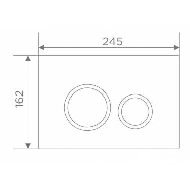 Doppelspül-Druckknopfplatte für Unterputzspülkasten, Marke Idrospania, Maße und Abmessungen
