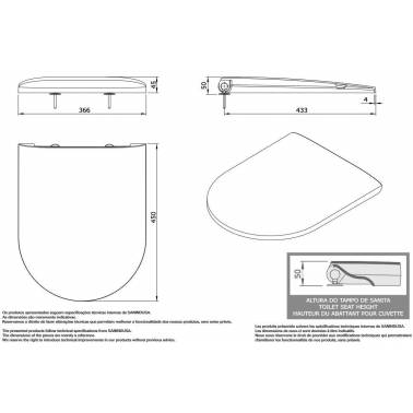 Sedile e coperchio Easyclip con chiusura rallentata per WC BTW modello Winner Confort marca Unisan misure e dimensioni