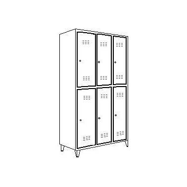 Armário metálico com 3 secções e 6 portas 1800X750X500