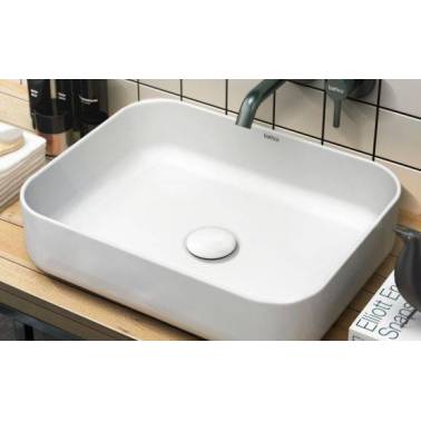 Lavabo sobre encimera blanco mate modelo Dinan 50 Bathco. Referencia 4155