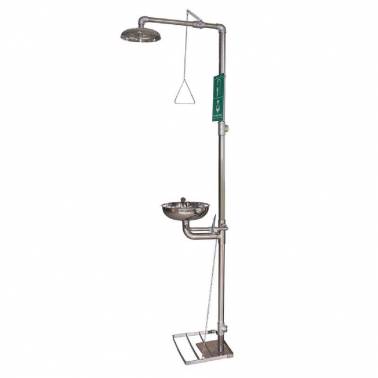 Emergency shower/eyewash with triple control and stainless steel spray pedestal SIMEX