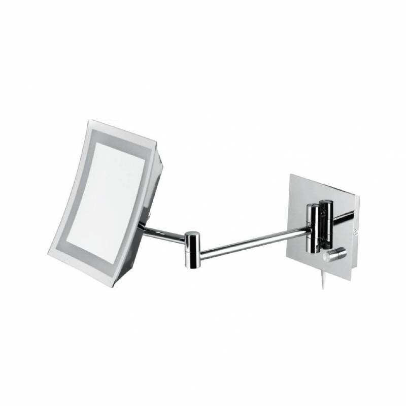 Espejo cuadrado de tres aumentos con luz y brazo - Brillante marca Simex