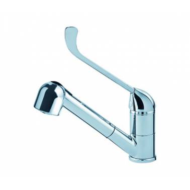 Single-lever mixer tap for washbasin with gerontological PMR handle and removable spout, ARU brand