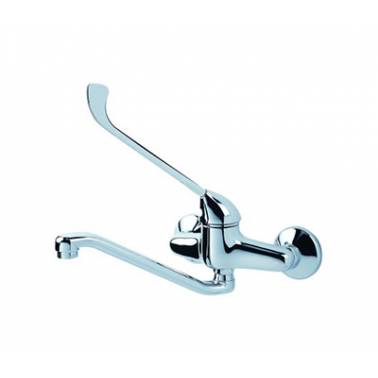 ARU brand single-lever wall-mounted mixer tap with gerontological PMR handle and long spout