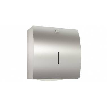 Dispensador de papel toalha em aço inoxidável com acabamento acetinado, modelo STRATOS, marca Franke KWC, referência STRX600