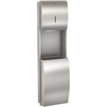 Ensemble distributeur de serviettes et poubelle encastrable en acier inoxydable modèle STRATOS de la marque Franke KWC, référenc