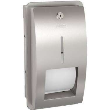 Porte-papier toilette encastrable avec système pivotant en acier inoxydable satiné, modèle STRATOS, marque Franke KWC, référence