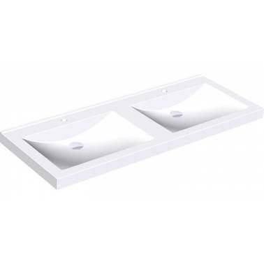 Doppeltes Wandwaschbecken Quadro mit rechteckiger Form und Loch für den Wasserhahn MIRANIT, Marke Franke KWC, Referenz ANMW421