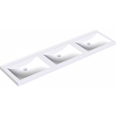 Dreifach-Wandwaschbecken Quadro mit rechteckiger Form und Loch für den Wasserhahn MIRANIT, Marke Franke KWC, Referenz AMW431