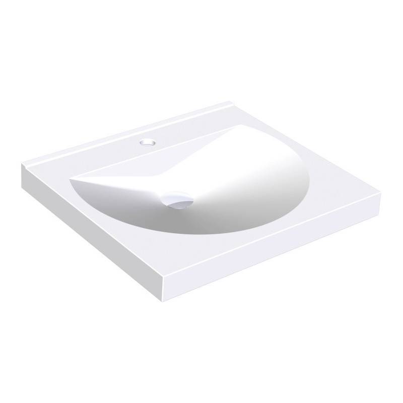 Lavabo mural Ronda con cubeta redonda y orificio para la grifería modelo MIRANIT marca Franke KWC, referencia ANMW211