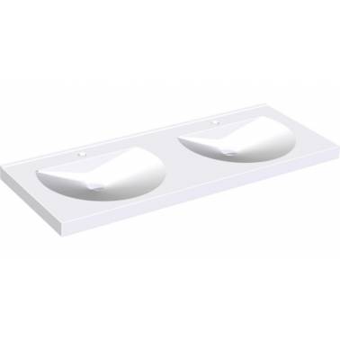 Doppelwaschbecken Ronda zur Wandmontage mit runder Schüssel und Loch für den Wasserhahn, Modell MIRANIT, Marke Franke KWC, Refer