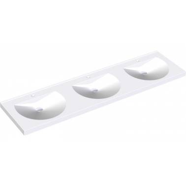 Dreifaches Wandwaschbecken Ronda mit runder Schüssel und Loch für den Wasserhahn, Modell MIRANIT, Marke Franke KWC, Referenz ANM