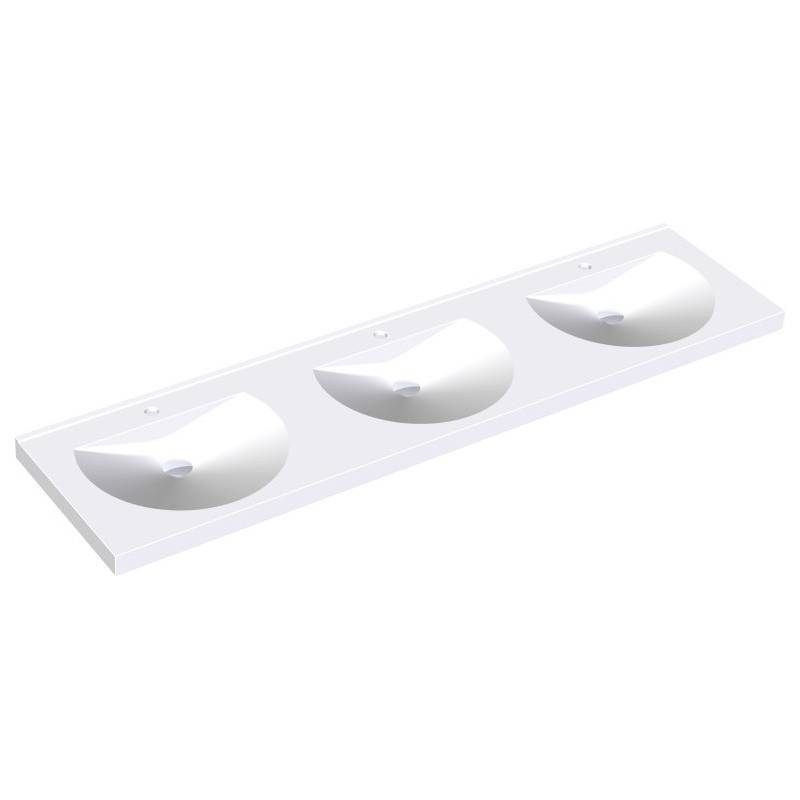 Lavabo mural triple Ronda con cubeta redonda y orificio para la grifería modelo MIRANIT marca Franke KWC, referencia ANMW231