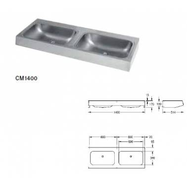 Lavabo trois bacs en inox, modèle ANIMA, marque Franke KWC, référence CM2100