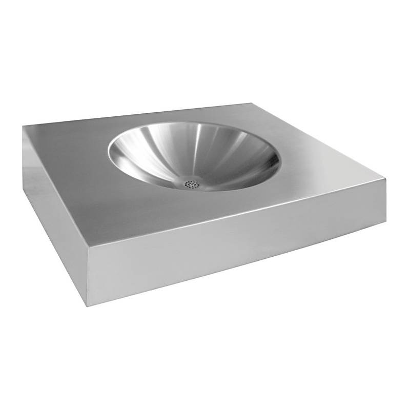 Wall-mounted washbasin for disabled people with reduced mobility made of satin-finished stainless steel, ANIMA model, Franke KWC