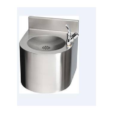 Fontaine à eau murale ronde en acier chrome-nickel satiné modèle ANIMA, marque Franke