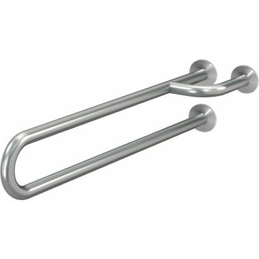 Barra de apoio fixa de parede com três pontos de ancoragem, versão direita, 205x205x500mm, em aço inoxidável, marca Franke KWC