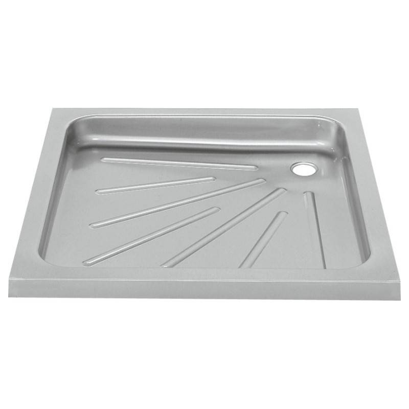 Built-in shower tray made of satin-finished stainless steel measuring 900x900mm, Franke KWC model, reference BS401