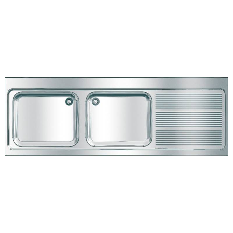 Lava-louça industrial com escorredor à direita e duas cubas de 2000mm, modelo MAXIMA, marca Franke KWC, referência MAXL212-200